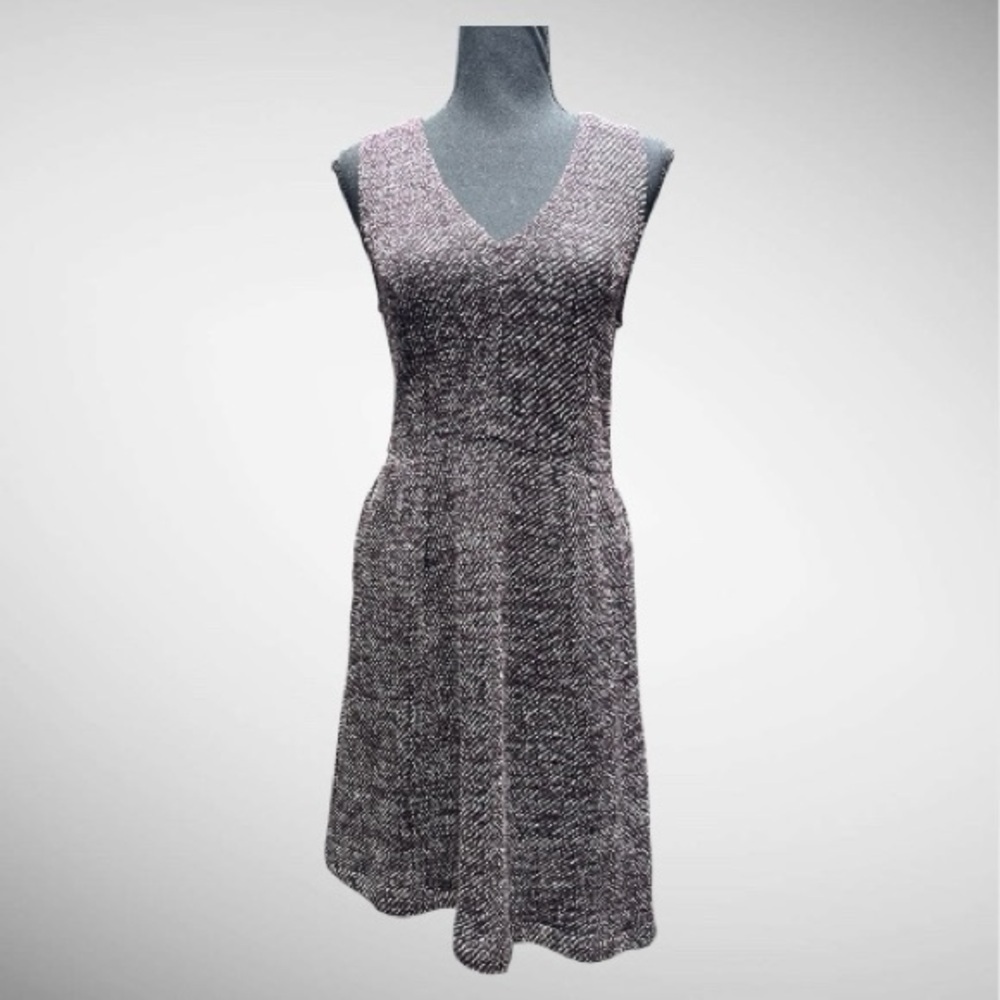 Madewell Sleeveless V-Neck Knit Midi Dress in Heathered Gray-Pink Size Medium